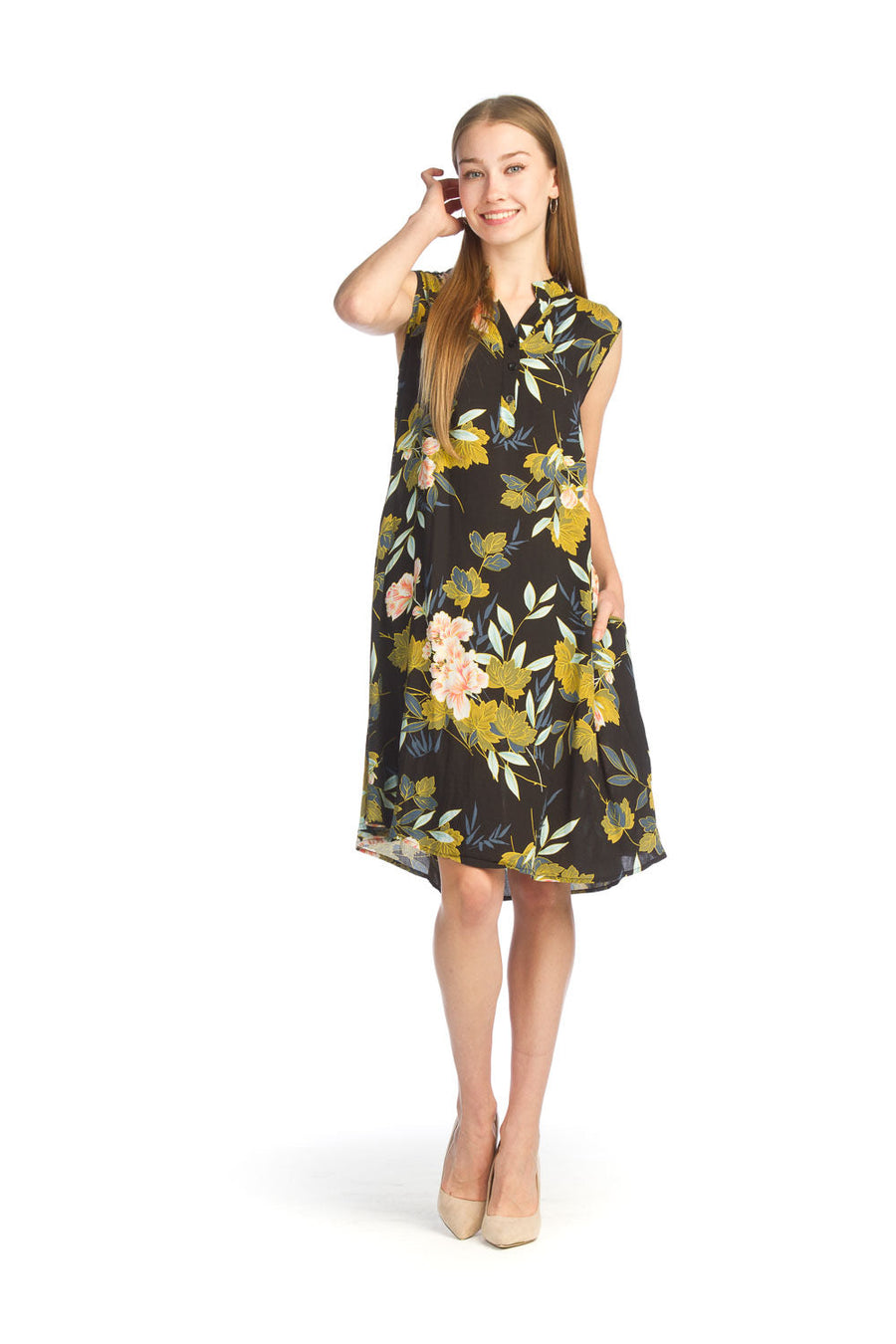 Papillon PD-14595 Floral Henley Dress